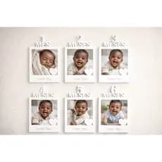 Porta Retrato Mesversário do Bebê 1 a 12 Meses Quadro para Foto Infantil Decoração Quarto Polaroid