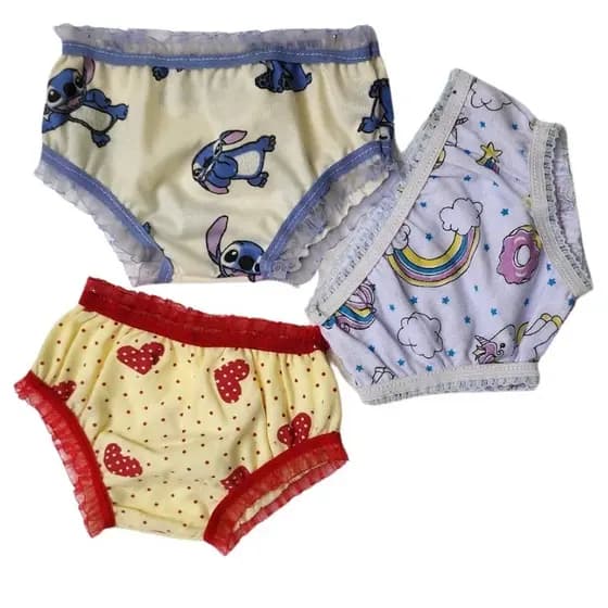 Mundo Floral Calcinha Boneca Reborn Bebê Realista Kit C/3 Unidades