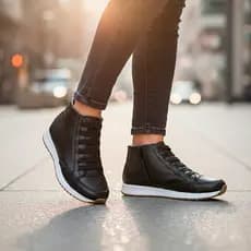Bota Feminina Em Couro Legitimo Zíper Lateral Calce Fácil Lançamento