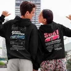 Blusa De Frio kit Casal Brian O'Conner Suki Skyline Honda S2000 Velozes E Furiosos Moletom Algodão