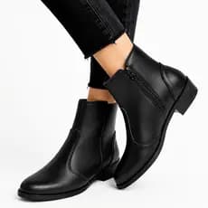 Bota Feminina Rosária Couro Legitimo Cano Baixo Zíper Lateral