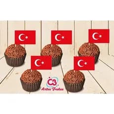 Bandeira Turquia 50 Topper Tags Para Docinhos E Salgados