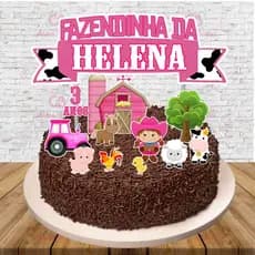 Topo de bolo Festa Aniversário Fazendinha Menina