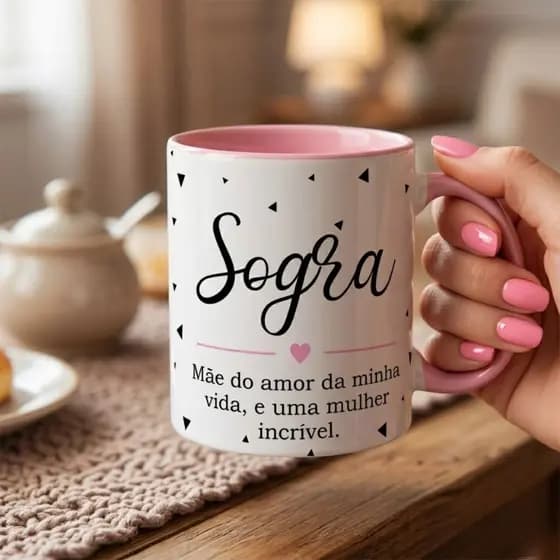 Caneca Sogra Presente dia das Mães Porcelana 325ml Colorida