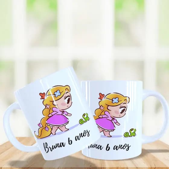 Kit 10 Canecas Lembrancinha Aniversario Rapunzel Personalizadas Plástico resistente