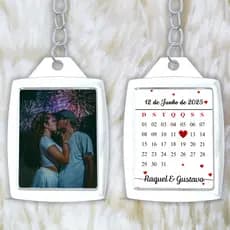 Chaveiro Personalizado Frente e Verso Dia dos Namorados Calendario Presente Casal
