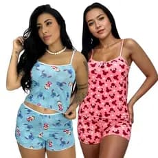 Kit 5 Pijamas Com Short Dool Baby Peças MICRO ESTAMPADO Roupa Feminino De Dormir Linha Premium