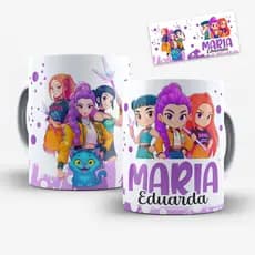Caneca Guerreiras do Kpop Personalizada com Nome Infantil