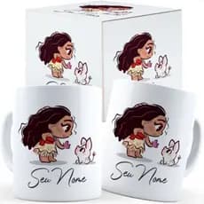 Caneca Moana Fofa Com Nome Personalizada Princesas
