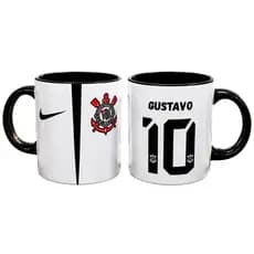 Caneca Time de Futebol Timão Preto e Branco Personalizado Camisa 10 Presente