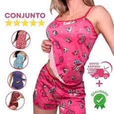Conjunto Pijama Short Dool Baby MICRO ESTAMPADO Roupa Feminino De Dormir Linha Premium