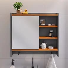 Espelheira Suspensa Para Banheiro / Closet Porta e Nichos Ganchos Toalhas Genova Aqua