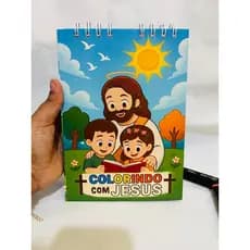 Livro de Colorir Colorindo com Jesus evangelico biblico pintar desenho Cristão Capa Brilhante