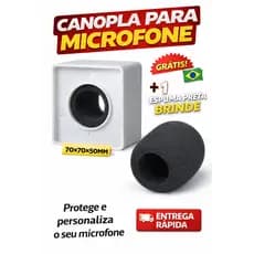 Canopla Microfone Quadrado + Espuma  (BRANCO) e similares Shure, Sennheiser, Leson, TSI, importados
