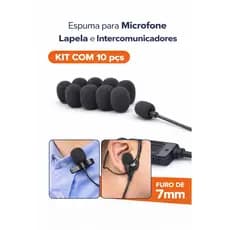 10 Espuma para microfone Headset Intercomunicador lapela ML70 Intercomunicadores Leson WS