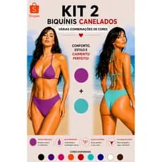 Kit 2 Biquíni fio duplo canelado com Bojo, biquini feminimo, biquini praia férias moda praia, piscina inverno verão