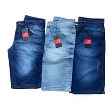 kit 3 Bermuda Jeans lisa Masculina Elastano Variadas
