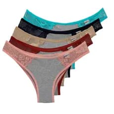 kits Calcinha de algodão com detalhe em renda confortável