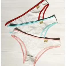 kit 5 calcinha algodão mescla com elástico cores variadas
