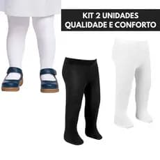 Kit 2 Pares De Meia Calça Infantil Bebê Para Inverno Quentinho Confortavel Preto e Branco