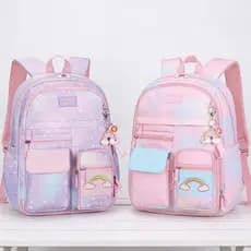 Mochila Infantil Arco-Iris Menina Volta as Aulas Escolar Reforçada de Costas