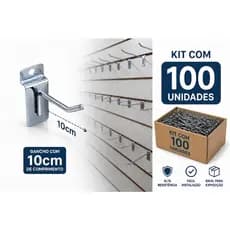 Gancho para painel canaletado 10cm com 100 unidades