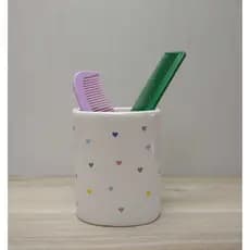 Porta Pentes Porcelana Coração Colorido Escovas de Cabelo , Tesourinha, Escovas de dentes, Porta Treco, Lavabo Banheiro