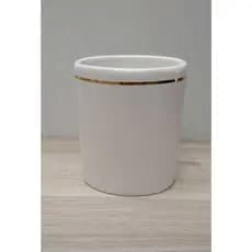 Porta Pentes Porcelana Branco off White com Filete Ouro, Porta Escova ,Tesourinha, Porta Treco Lavabo