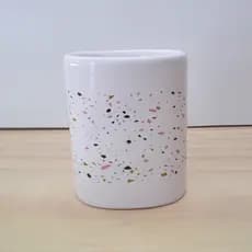 Porta Pentes de Porcelana Porta Escovas Porta Pincel de Maquiagem Porta Treco Granilite Rosa