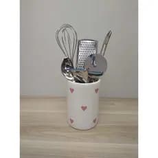 Porta Utensílios de Cozinha de Cerâmica Coração Rosa Porta Talher Cozinha Organização
