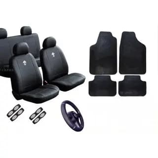Kit Capa de Banco de Couro Renault  Sandero Duster Logan Fluence Com Tapete E Capa de Volante