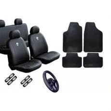 Kit Capa de Banco de Couro Renault  Sandero Duster Logan Fluence Com Tapete E Capa de Volante