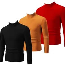SUETER Blusa Lã Masculina Canelada Gola Alta - MEDIA Tricô Cacharrel