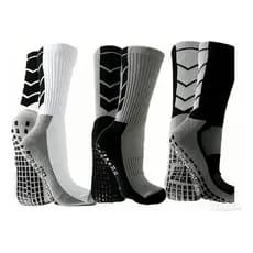 Kit 3 Meias Futebol Antiderrapante Alta Performance Grip Cinza-escuro 40-46