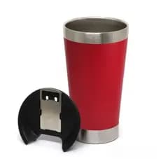 Normal - Copo Térmico Inox com TAMPA e ABRIDOR (473 ml) - Vermelho