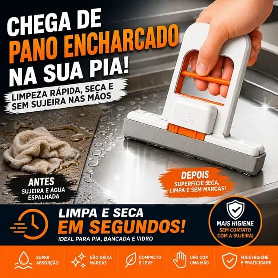 Mini Mop Rodo para Limpeza Rápida Pia Bancada Absorvente Portátil Auto Torção Esponja Cozinha Manual