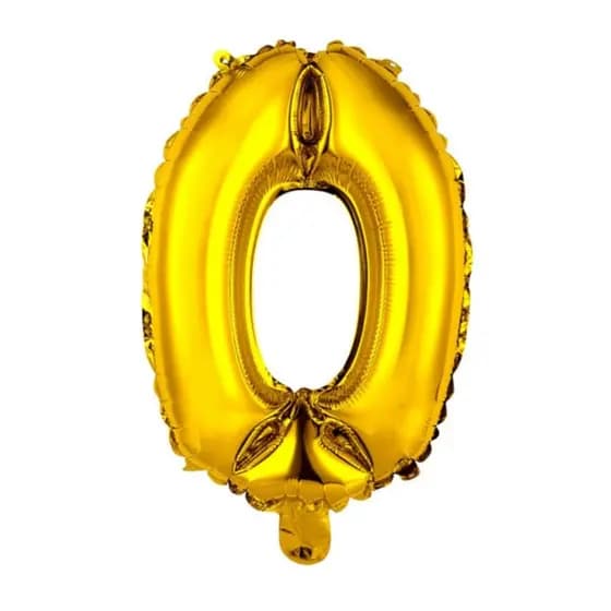 Balão Número 0 ( ZERO ) Metalizado Dourado 40cm 16 Polegadas Decoração Festa Mesversário Aniversário