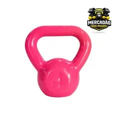 KETTLEBELL DE FERRO 4 KG EMBORRACHADO ROSA  - TREINO CASA, ACADEMIA E CROSSFIT