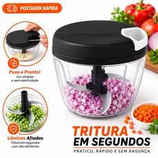 Processador Triturador Manual de Alimentos 500ML 3 Lâminas Pica Alho Cebola Legumes Verduras Tempero