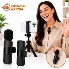 Microfone Lapela Sem Fio Longo Alcance para IPhone para Vídeos Lives e Entrevista Profissional