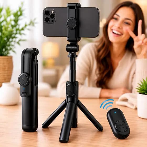 Bastão de Selfie Tripé Suporte Celular com Controle sem fio Bluetooth 360• Universal para Celular