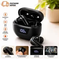 Fone Bluetooth TWS Sem Fio Display LED Som HD Touch Android e iPhone