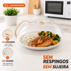 Tampa de Microondas Transparente Protetor Comida Anti Sujeira Com Válvula Alça de Plástico