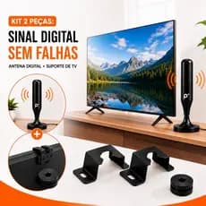 Kit Suporte TV Universal + Antena Digital HDTV Interna e Externa 5 Metros Full HD e 4K e Opção Individual