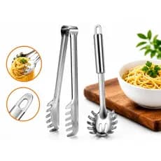 Kit Pegador e Concha Massas em Aço Inox  Utensílios para Servir Macarrão e Salada