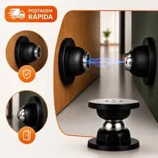 Prendedor Trava De Porta Magnético Inox Preto Anti Impacto Adesivo