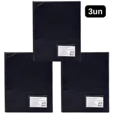 Kit 3 Pastas Catálogo A4 Preta 24,5x33,5cm Acp 100 Sacos Plásticos Organizar Arquivar Documentos