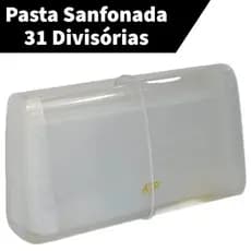 Pasta Sanfonada Pequena Cheque 31 Divisórias 14,5x26cm ACP com Elástico Transparente com Etiqueta PP