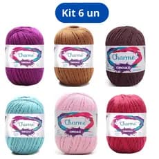 Kit 6 Linha Charme 396 Metros Fio Algodão Circulo Crochê Artesanato Tricô Peças Delicadas Amigurumi