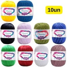 Kit 10 Linha Charme 396m 378 TEX Circulo Algodão Crochê Tricô Amigurumi Artesanato Amigurumi Rendas